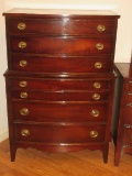 Dixie Furniture Georgian Style Mahogany Bow Front Chest on Chest of Drawers