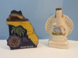 2 Florida Collectors Decanters Jim Beam Regal China Seashell Lustre 9 3/4
