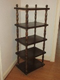 Vintage Pine Retro Display What-Not-Shelf 5-Tier Ring Turned Columns
