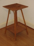 Bamboo Accent Table w/ Woven Top & Base Shelf