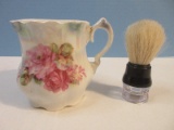 Vintage Porcelain M.W. & Co. Shaving Mug Hand Painted Germany Pink Rose Spray