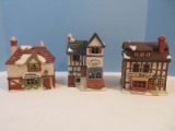 3 Dept. 56 Heritage Village Collection Dickens' Christmas Village Lighted Porcelain Buildings