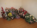 Group - Misc. Silk Floral Arrangements/Silk Flowers, Some In Decorative Containers