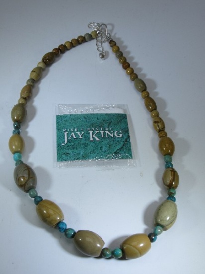 Jay King Tiger Eye/Turquoise Stone Bead Necklace
