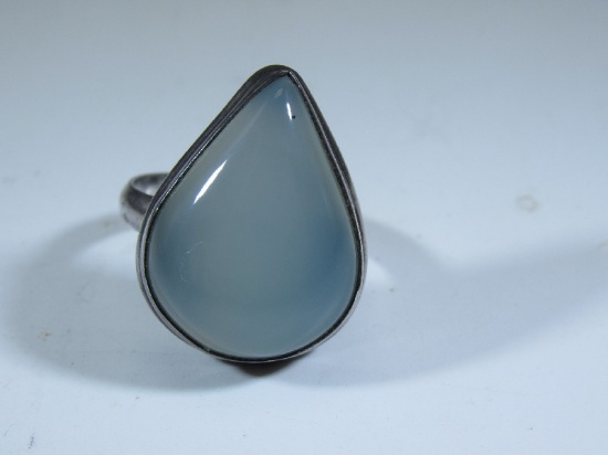 Sterling Silver Cabochon Teardrop Stone Ring