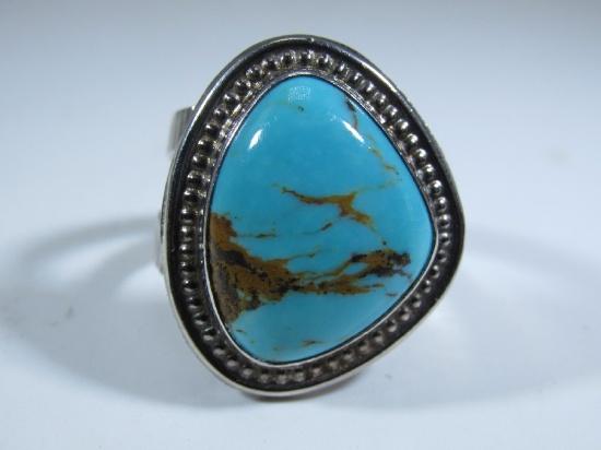 Bead Trim Turquoise Ring