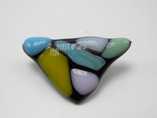 Colorful Black Triangle Design Brooch Pin