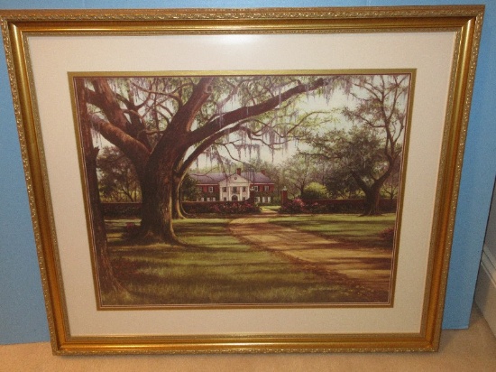 Titled "Stately Passage" Depicts Southern Plantation Estate Entrance Landscape Scene