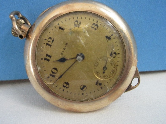 Elgin 10k Gold Filled Lady's Pendant Pocket Watch Keystone Watch Case w/ Second Hand