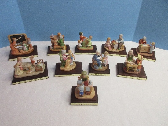 Collection 10 Lefton Bisque Porcelain Nostalgic Memories Series Miniature Character Figurines