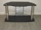 Sleek Contemporary Modern T.V. Stand Black & Brushed Stainless Steel Columns