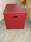 Garden Ridge Burgundy Pleather Storage Table Cube Hinged Top, Stitching Outline