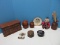 Group - German Round Wooden Covered Trinket Box, Jewelry Box Hinged Lid