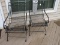 Pair - Wrought Iron & Mesh Coil Spring Rocker Patio Arm Chairs Scroll Accent