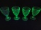Scarce Find Set - 4 Hazel-Atlas Colonial Block Green Uranium Depression Glass Block Design