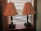 Pair - Impressive French Inspired Baroque Style Ornamental Cast Metal Candlestick Table Lamp