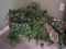 3 Decorative Planters w/ Silk Plants Feature Woven Basket, Brass Tub w/ Handles