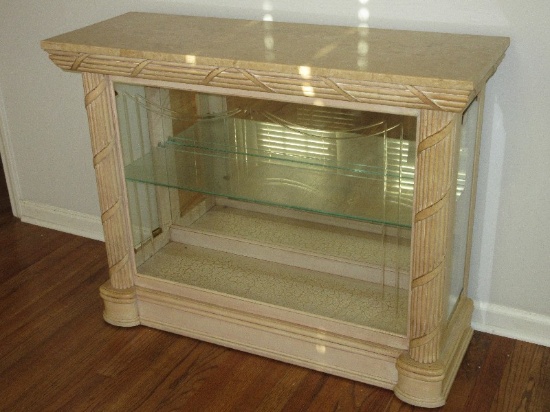Pulaski Furniture Curio Illuminated Console Cabinet w/ Cultured Marble Top