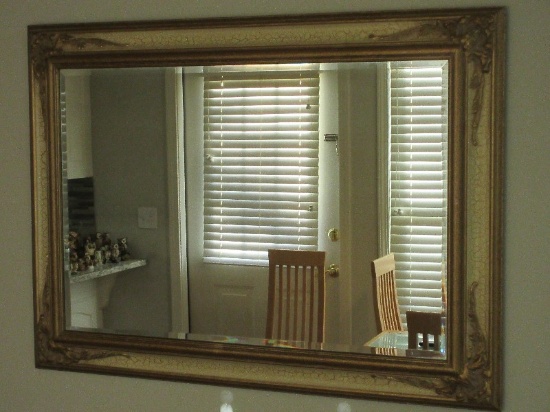 Stunning French Inspired Provincial Style Ornately Embellished Framed Beveled Wall Mirror