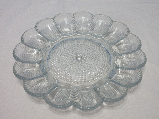 Indiana Glass Hobnail Clear Pattern 11 1/4" Bead Egg Round Egg & Relish Tray Dish