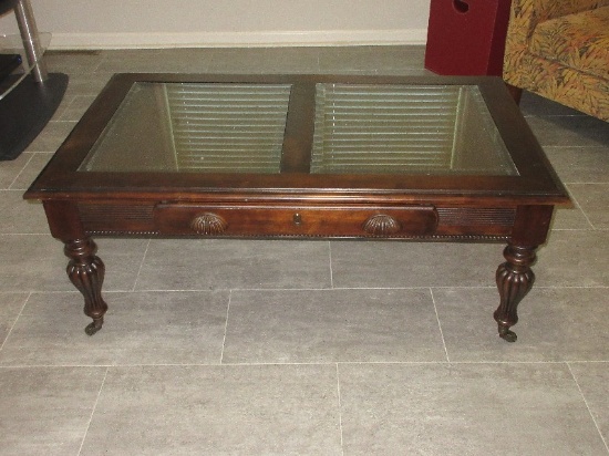 Spectacular European Style Cocktail Table on Brass Casters