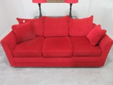 J. Rarmond Collection Maroon Transitional Modern Style Sofa w/ 2 Accent Pillows
