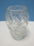Exquisite Heavy Lead Crystal Frosted Tile Optic Swirl Design 9 1/4