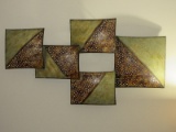 Mid-Century Modern Style Wall Sculpted Convex Graduating Squares Tin Wall Décor