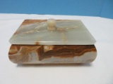 Awesome Hand Crafted Decorative Onyx Trinket Box Semi-Precious Gemstone