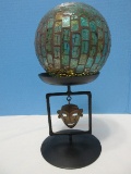 Pier 1 Aztec Toltec Style Brass Hanging Warrior Mask 6 1/4