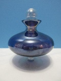 Exquisite Studio Art Glass Amethyst Transpicuous Mirrored Squat Scent Bottle Jar