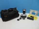 Minolta X-370 35mm Camera w/ Len 50mm 1:17, Sun Pak Auto Zoom 344D Flash