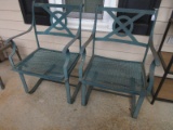 Pair - Metal Neoclassical Style C-Spring Rocker Outdoor Patio Deck Chairs
