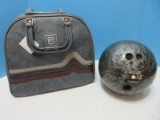 Brunswick Bowling Ball Bag w/ Columbia 300 Gray Marbleized Finish Bowling Ball