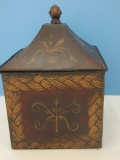 Wilco Imports Inc. Tin Rustic Old World Caddy Box Hand Painted Scroll Foliage