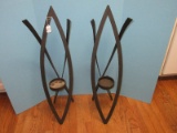 Transitional Modern Metal Criss-Cross Large Pillar 32