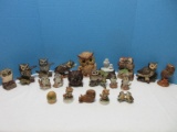Figurine Owl Collection - Royal Crown Pair Perched Owls Music Box Bisque 6