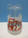 Hard to Find Anchor Hocking Pressed Glass Esso Exxon Tiger Mascot Logo 9 1/4