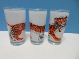 Scarce Find Set - 4 Anchor Hocking Glass Esso Exxon Tiger Mascot Logo Tall Flat Tumblers
