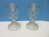Pair - Indiana Glass Pressed Glass Line #174 Clear 8