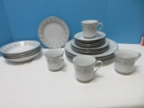 20 Pieces - Crown Ming Fine China Regent Collection Celeste Pattern Blue Flowers Dinnerware