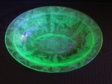 Jeanette Uranium Green Depression Glass Floral 9
