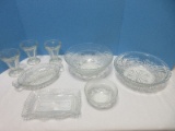 Pressed Glass Collection Anchor Hocking Stars & Bars Pattern 10 1/2