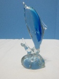 Studio Art Glass Hand Crafted Blue Leaping Dolphin 7