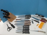 Group - Misc. Kitchen Knives Farberware, Masterpiece, Maxam Steel, Burnco, Etc.