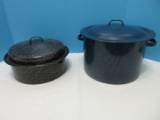Group - Black Enamel Graniteware Round 9 3/4