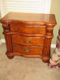 Refined Broyhill Furniture Heart Pine Bow Front 3 Drawer Nightstand