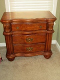 Refined Broyhill Furniture Heart Pine Bow Front 3 Drawer Nightstand