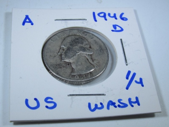 1946-D US Washington Silver Quarter