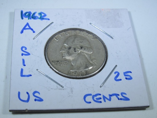 Rare! 1962 US Washington Silver Quarter